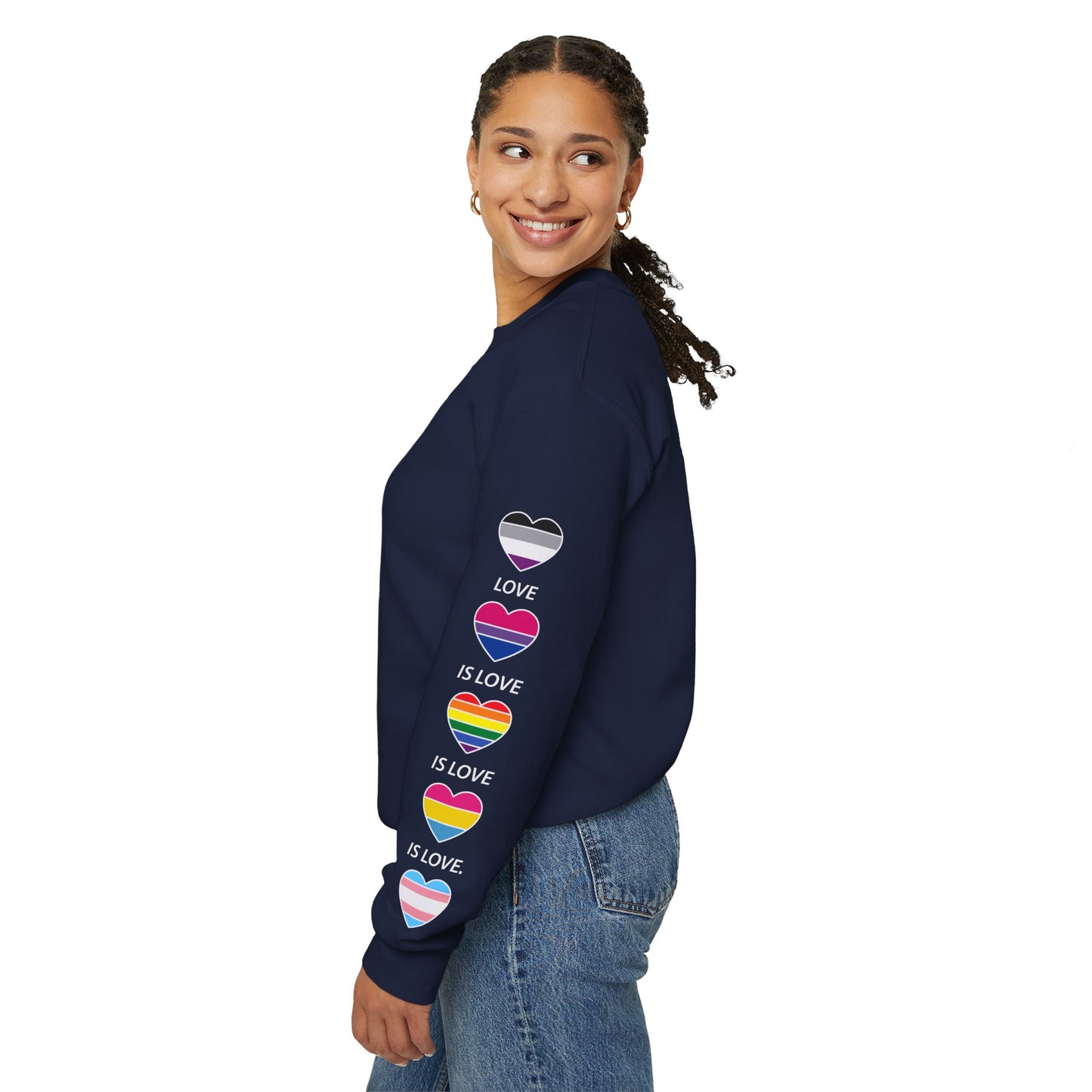 *Sleeve and Front Designs* Crewneck Sweatshirt - Love Wins LGBTQA+