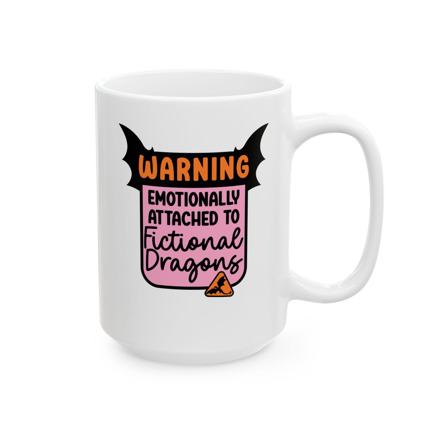 15oz Warning attached to dragons Mug
