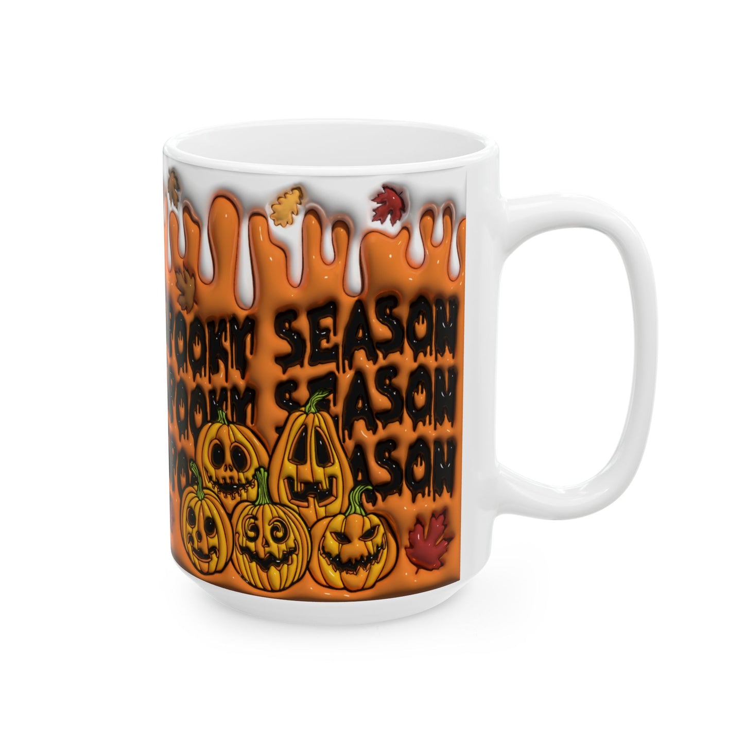 15oz. Spooky Season Pumpkins Mug Looks raised\3D but is not.