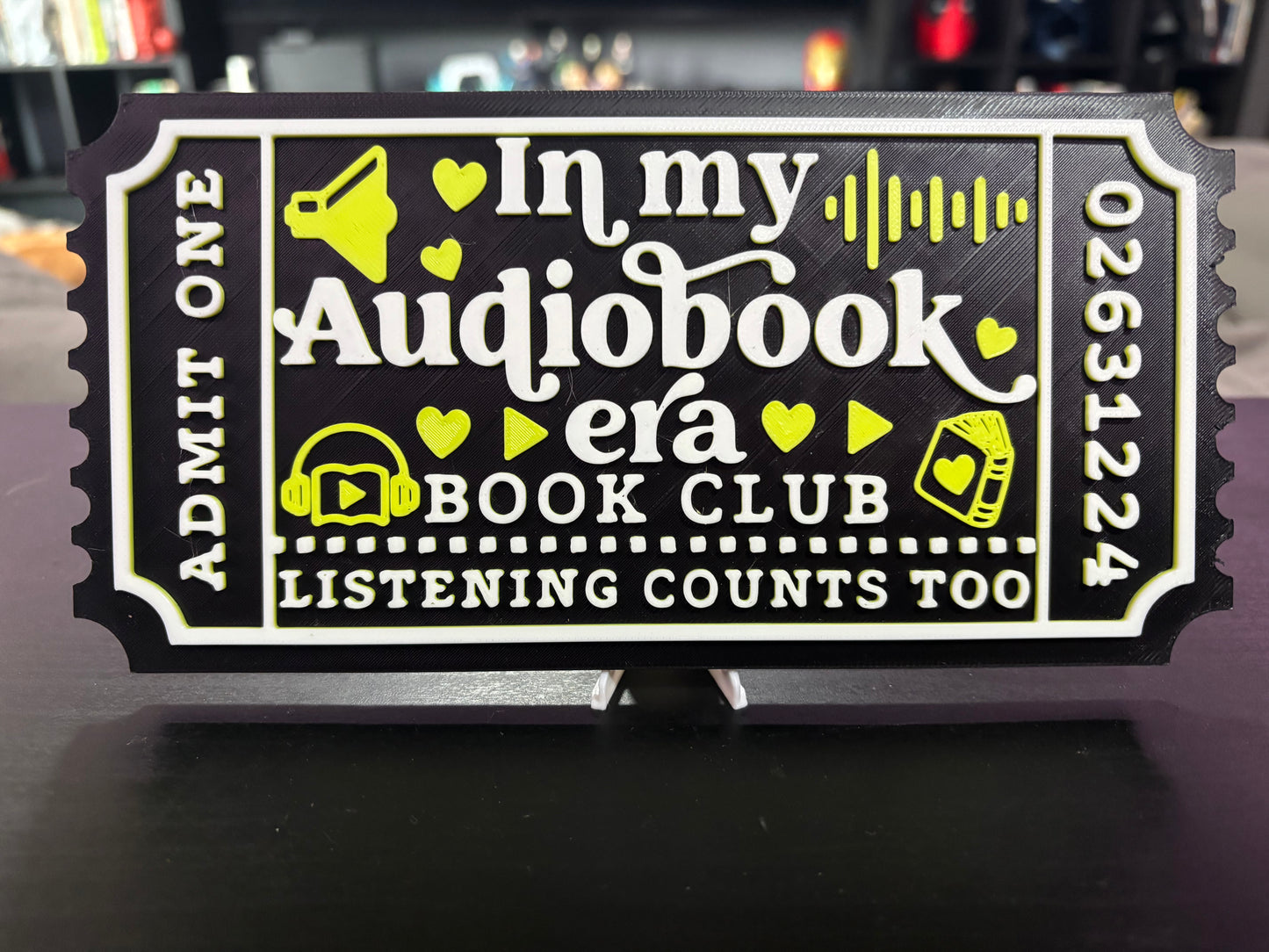 In my Audiobook Era Book Club Ticket