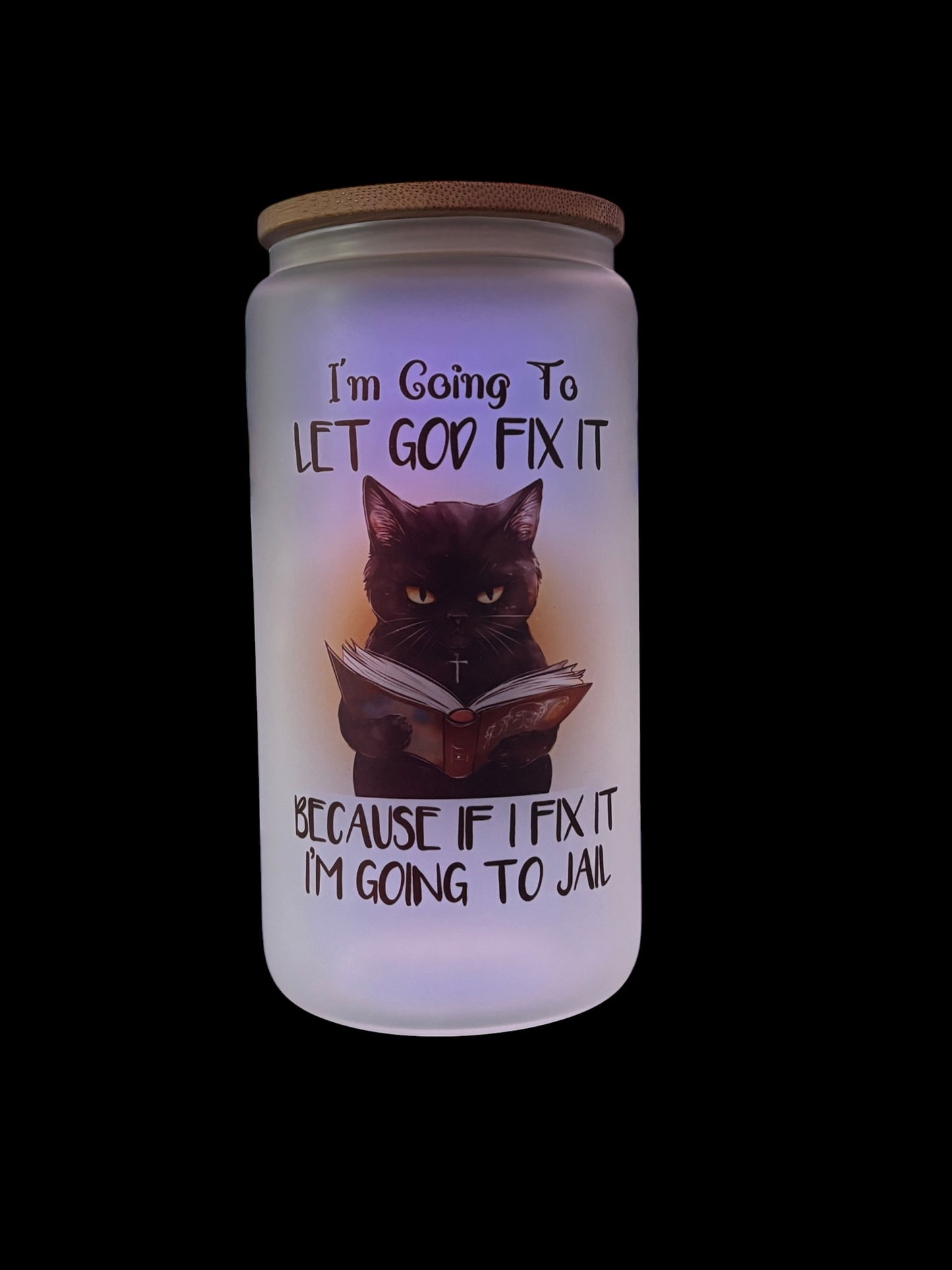 Cat Let God Fix It Drinking Glass