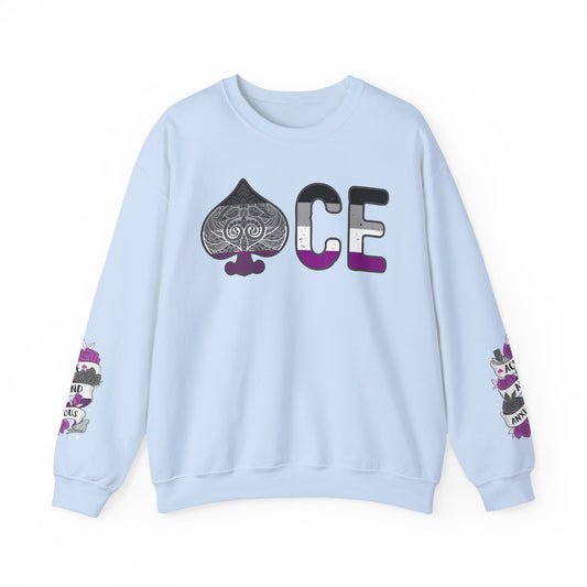 *Sleeve and Front Designs* Crewneck Sweatshirt - ACE (and anxious) LGBTQA+