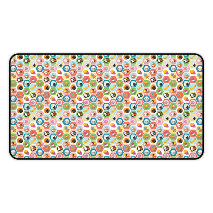 Kawaii Food Hexagon Themed Desk Mat