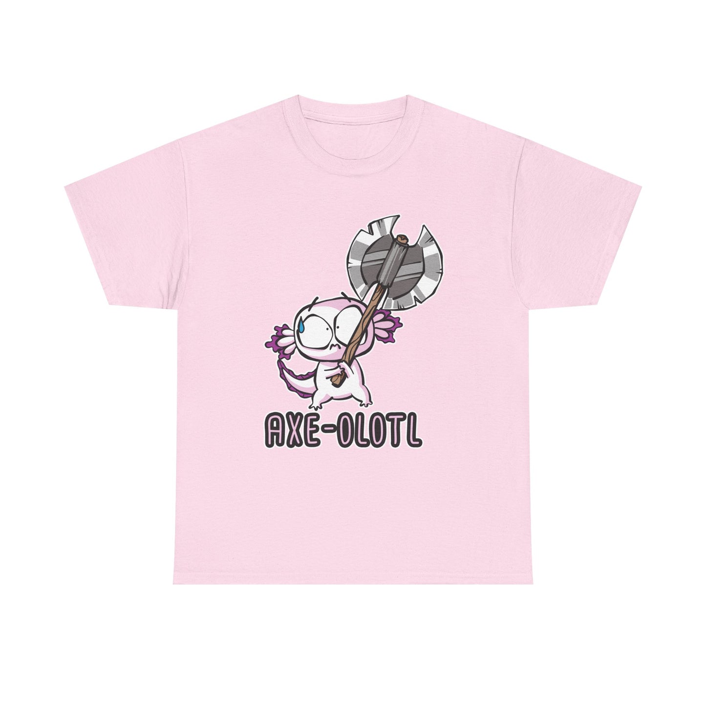 Cute Axolotl Graphic Tee, Role Playing, "Axe-Olotl"