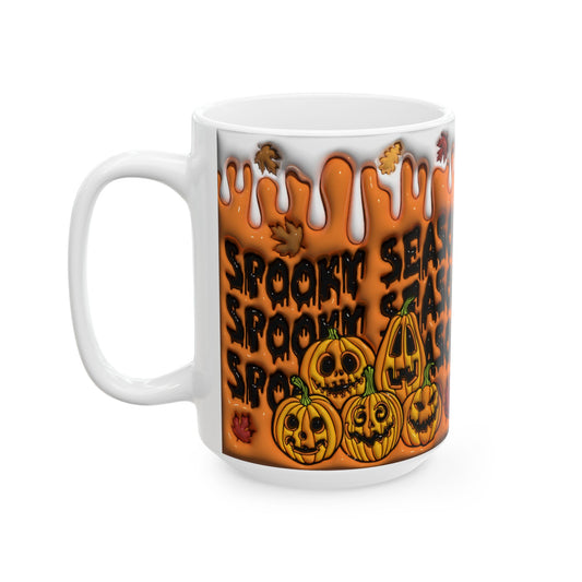 15oz. Spooky Season Pumpkins Mug Looks raised\3D but is not.