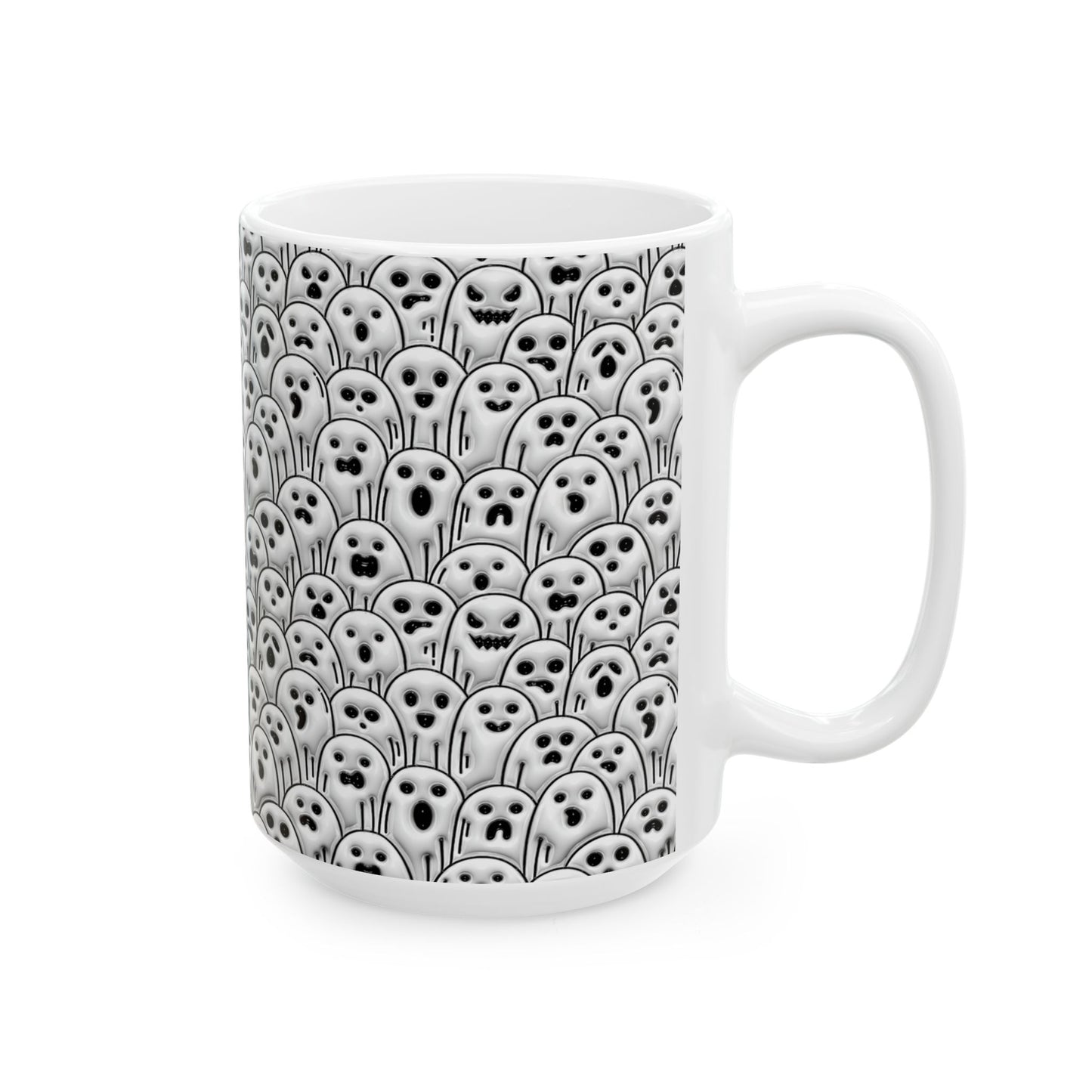15oz. Lots of Ghosts Mug Looks raised\3D but is not.