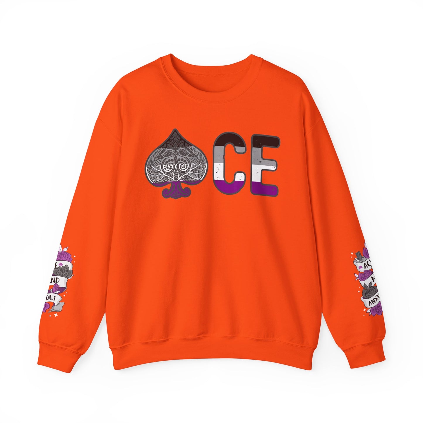 *Sleeve and Front Designs* Crewneck Sweatshirt - ACE (and anxious) LGBTQA+