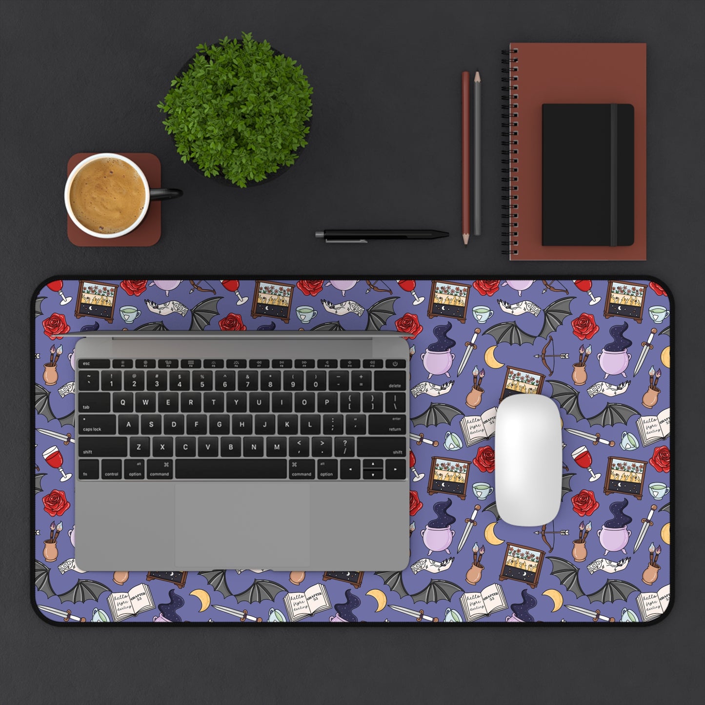 Purple Bat Wings Desk Mat
