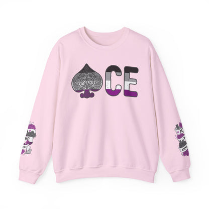 *Sleeve and Front Designs* Crewneck Sweatshirt - ACE (and anxious) LGBTQA+