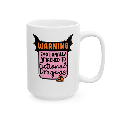 15oz Warning attached to dragons Mug