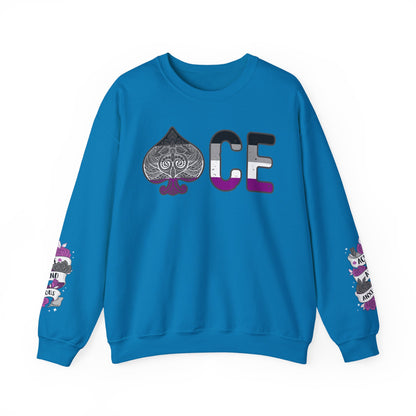 *Sleeve and Front Designs* Crewneck Sweatshirt - ACE (and anxious) LGBTQA+