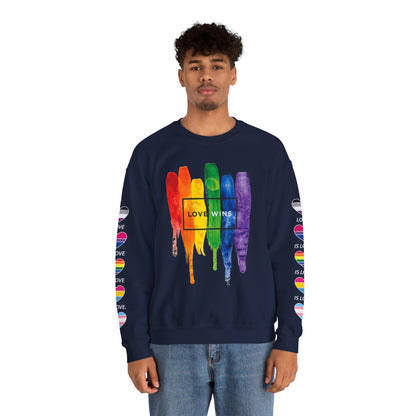 *Sleeve and Front Designs* Crewneck Sweatshirt - Love Wins LGBTQA+