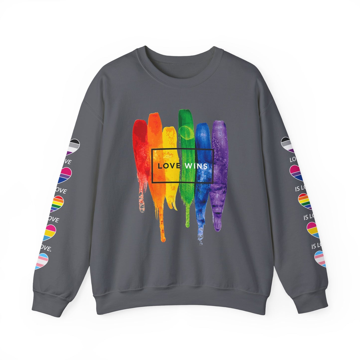 *Sleeve and Front Designs* Crewneck Sweatshirt - Love Wins LGBTQA+
