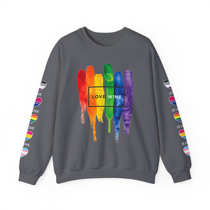*Sleeve and Front Designs* Crewneck Sweatshirt - Love Wins LGBTQA+