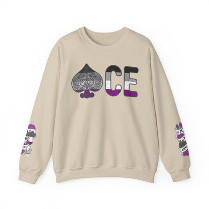 *Sleeve and Front Designs* Crewneck Sweatshirt - ACE (and anxious) LGBTQA+