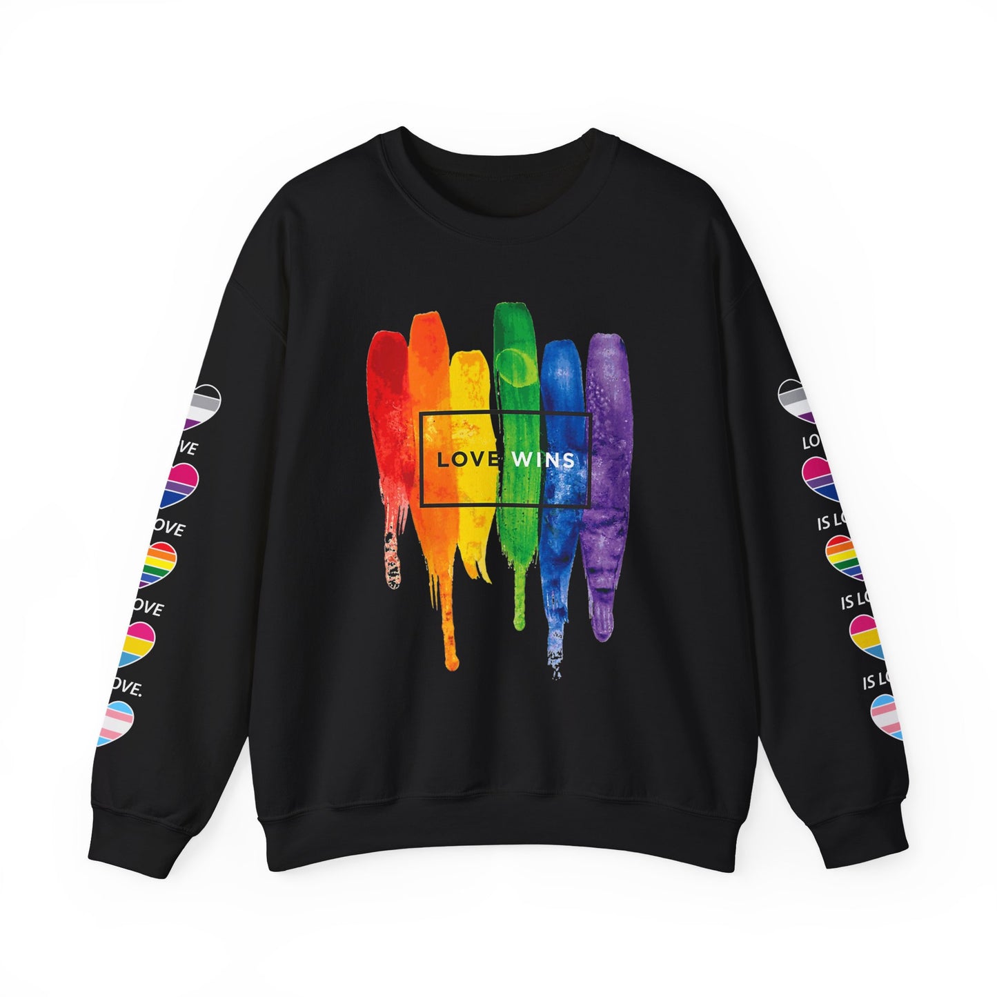 *Sleeve and Front Designs* Crewneck Sweatshirt - Love Wins LGBTQA+