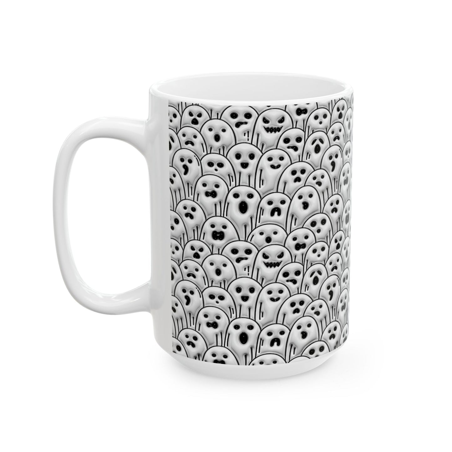 15oz. Lots of Ghosts Mug Looks raised\3D but is not.