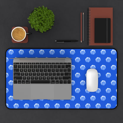 Blue D20 Themed Desk Mat