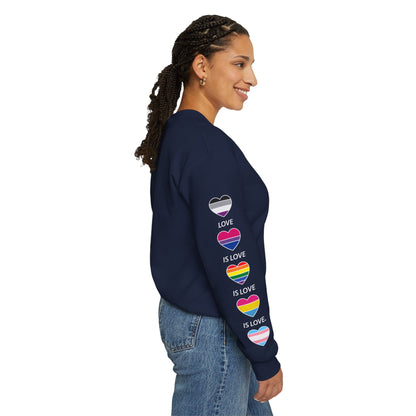 *Sleeve and Front Designs* Crewneck Sweatshirt - Love Wins LGBTQA+