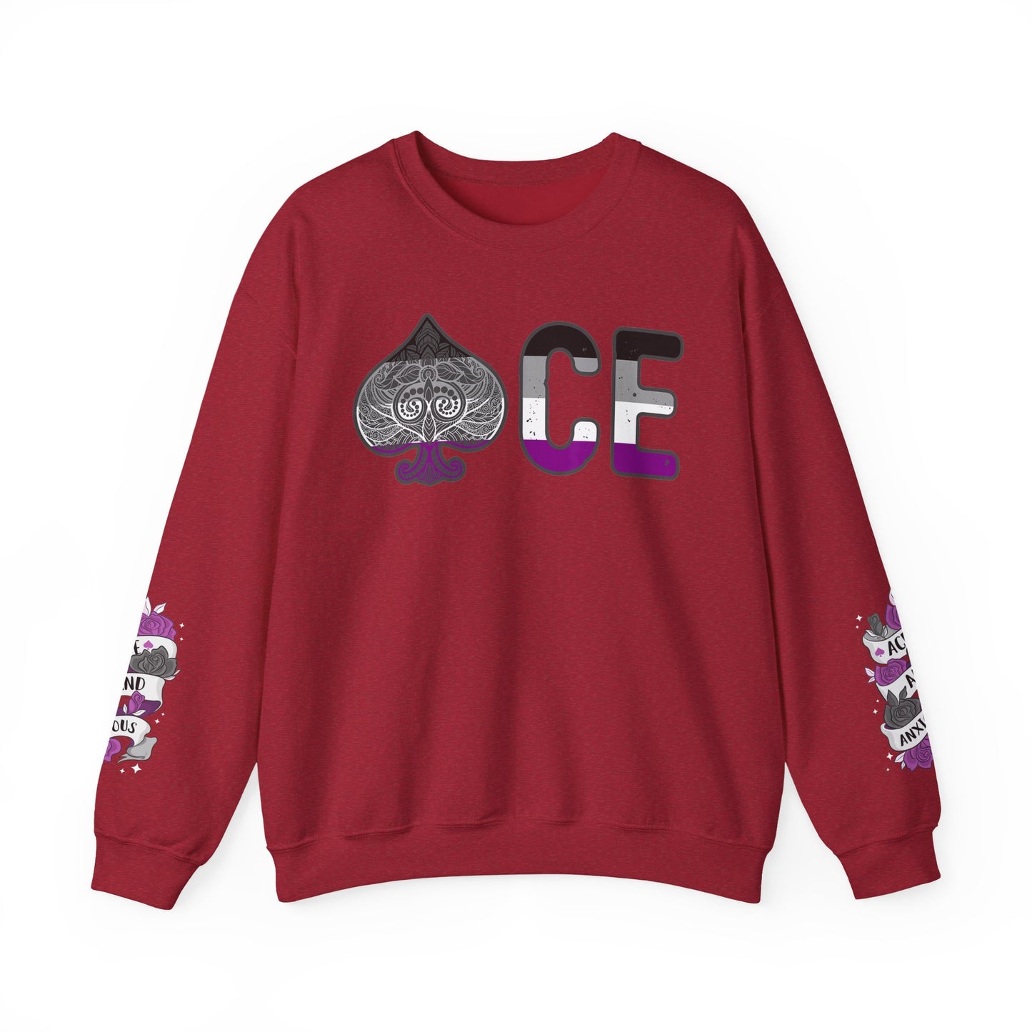 *Sleeve and Front Designs* Crewneck Sweatshirt - ACE (and anxious) LGBTQA+