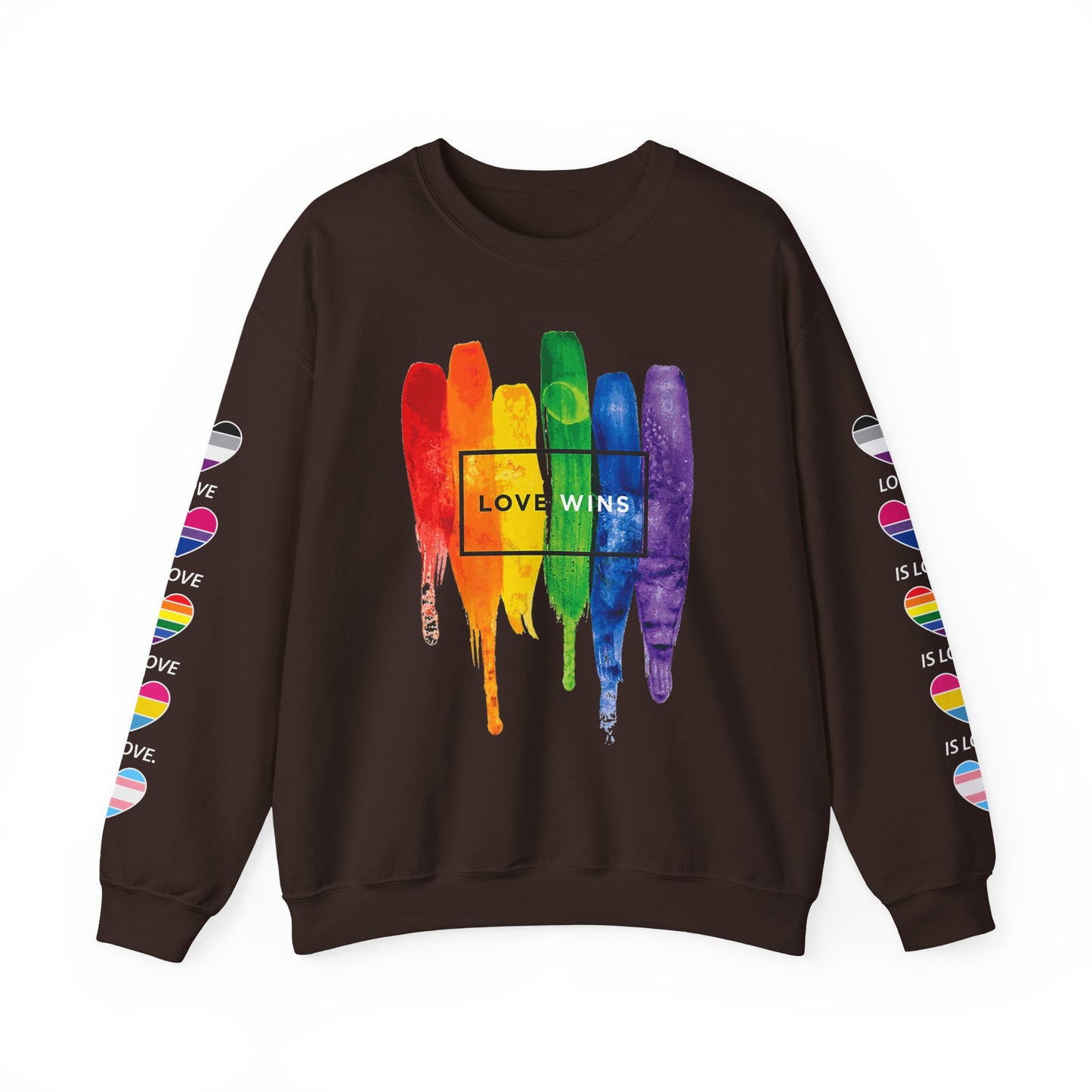 *Sleeve and Front Designs* Crewneck Sweatshirt - Love Wins LGBTQA+