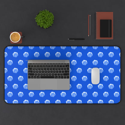Blue D20 Themed Desk Mat