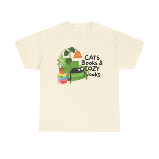 Cats, Books, Cozy Nooks Graphic Tee