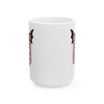 15oz Warning attached to dragons Mug