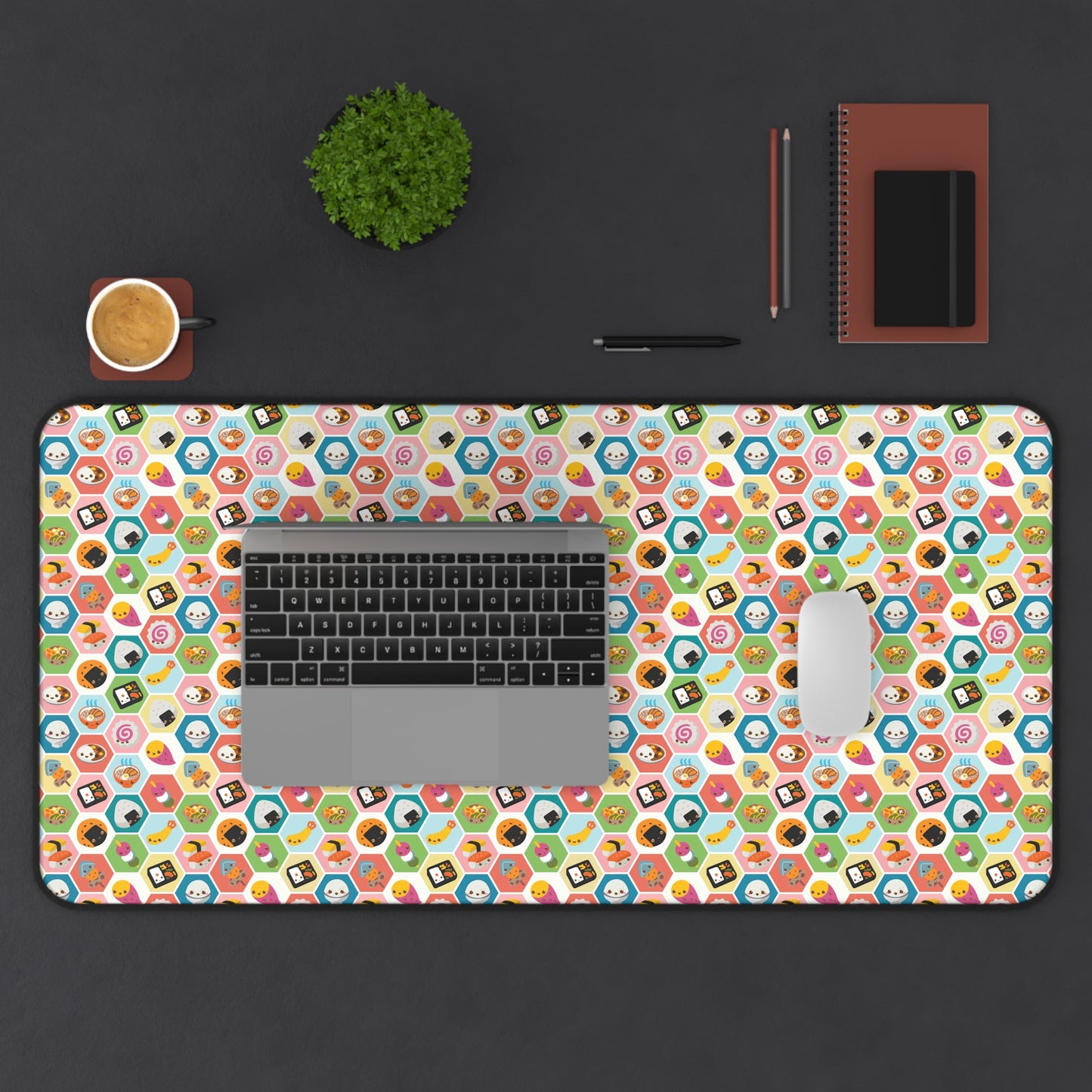 Kawaii Food Hexagon Themed Desk Mat