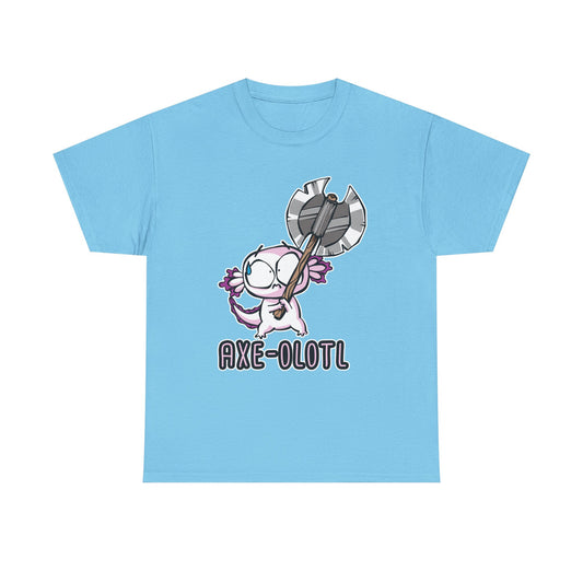 Cute Axolotl Graphic Tee, Role Playing, "Axe-Olotl"