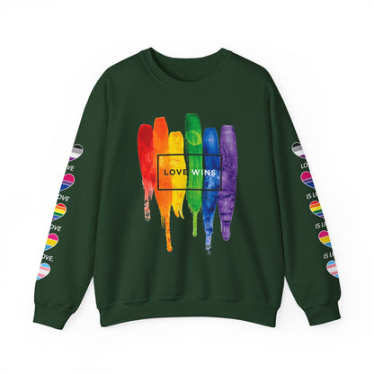 *Sleeve and Front Designs* Crewneck Sweatshirt - Love Wins LGBTQA+