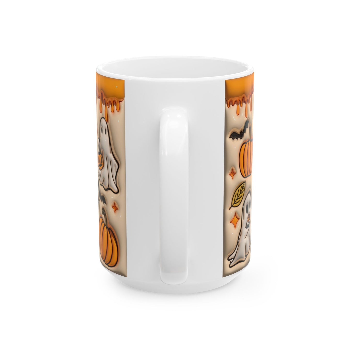 15oz. Spooky Vibes Orange Mug Looks raised\3D but is not.
