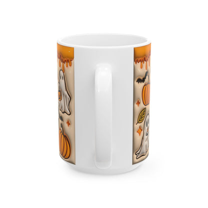 15oz. Spooky Vibes Orange Mug Looks raised\3D but is not.