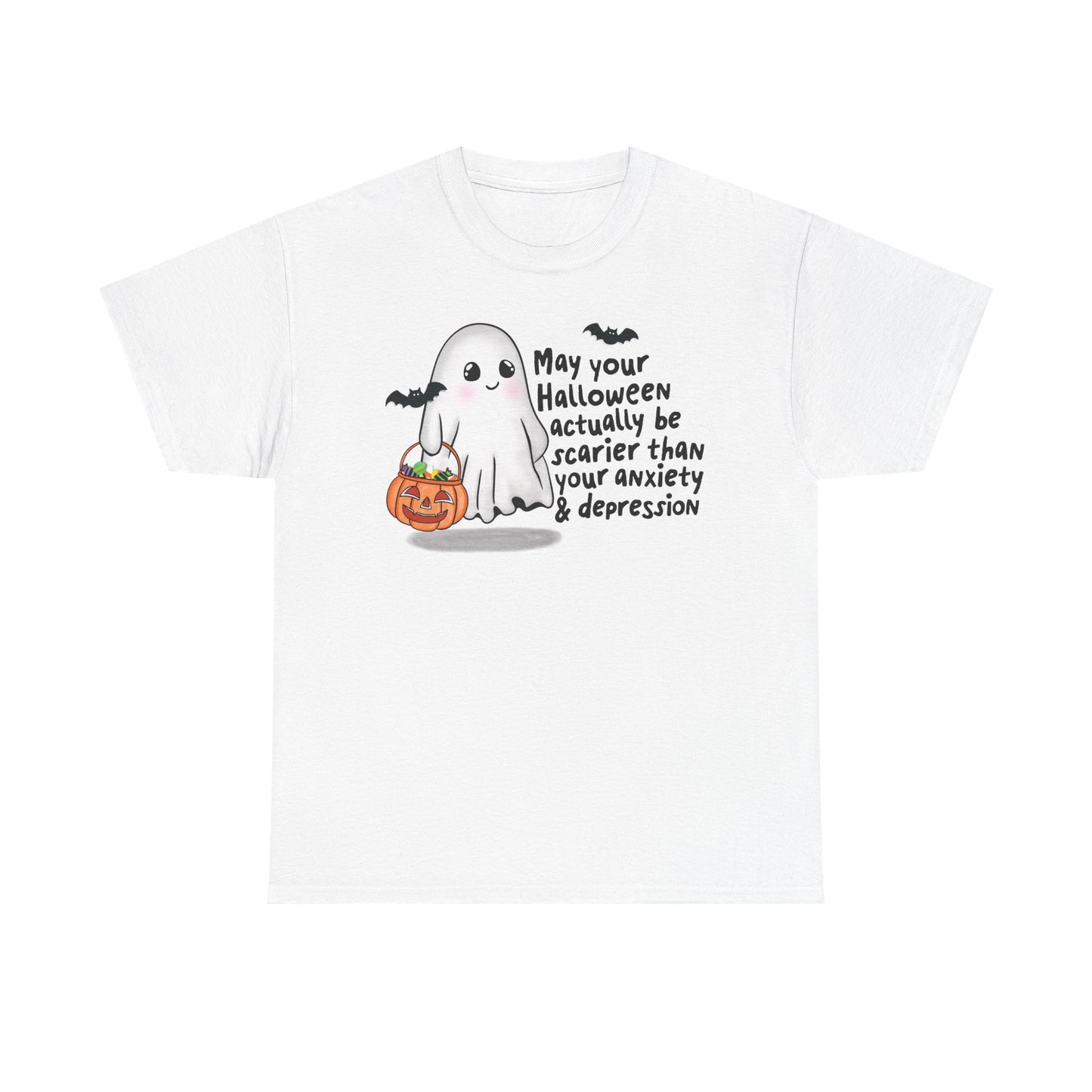 Cute Ghost Graphic Tee "Anxiety and Depression"