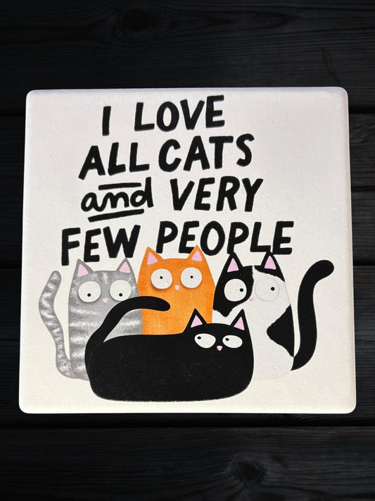 I love cats ceramic coaster
