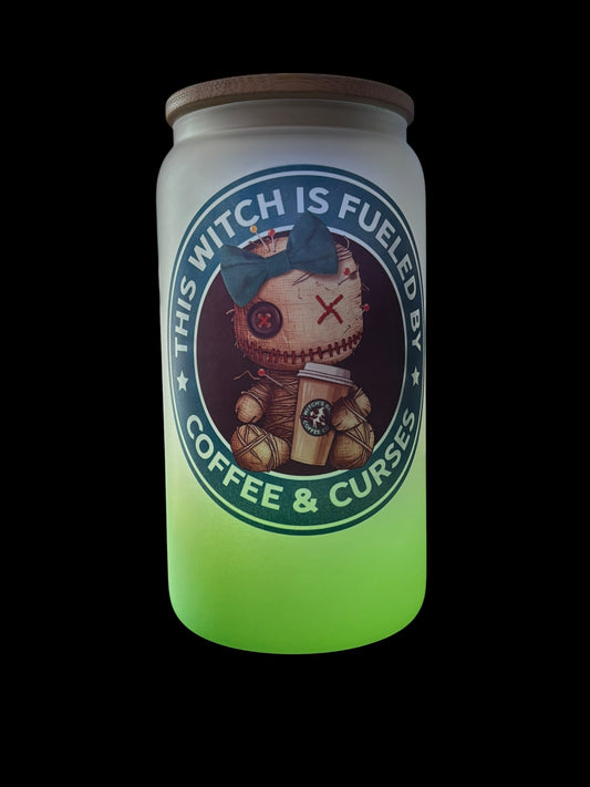 Fueled by Coffee and Curses Drinking Glass