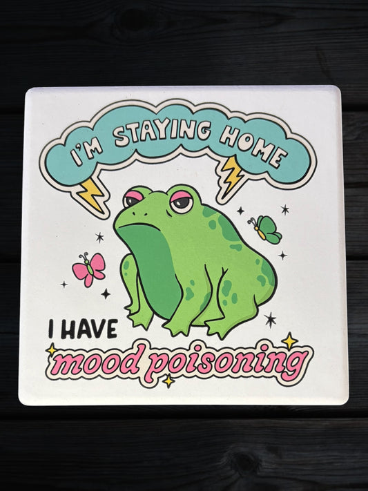 Mood Poisoning Frog ceramic coaster