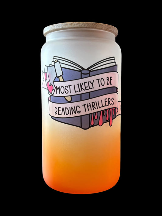 Most likely to be reading thrillers Drinking Glass