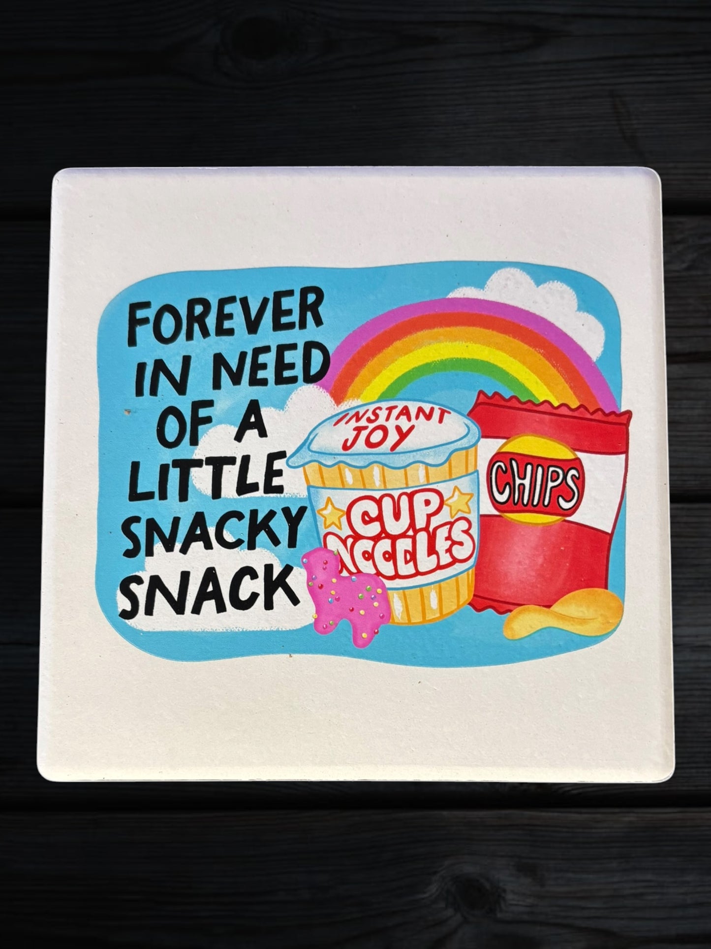 Snacky Snack ceramic coaster