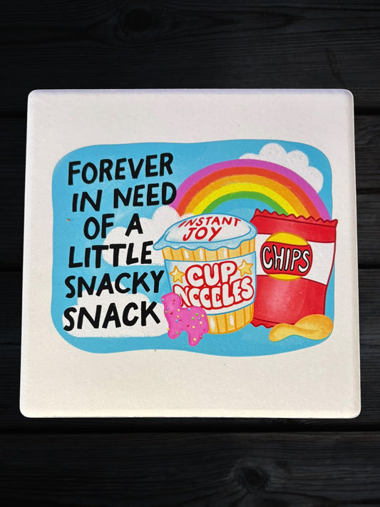 Snacky Snack ceramic coaster