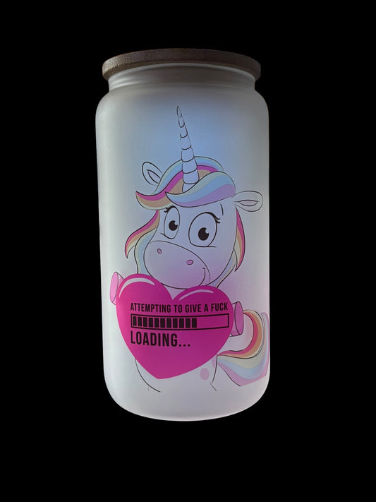 Unicorn Fucks loading Drinking Glass