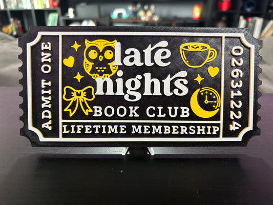 Late Nights Book Club Ticket