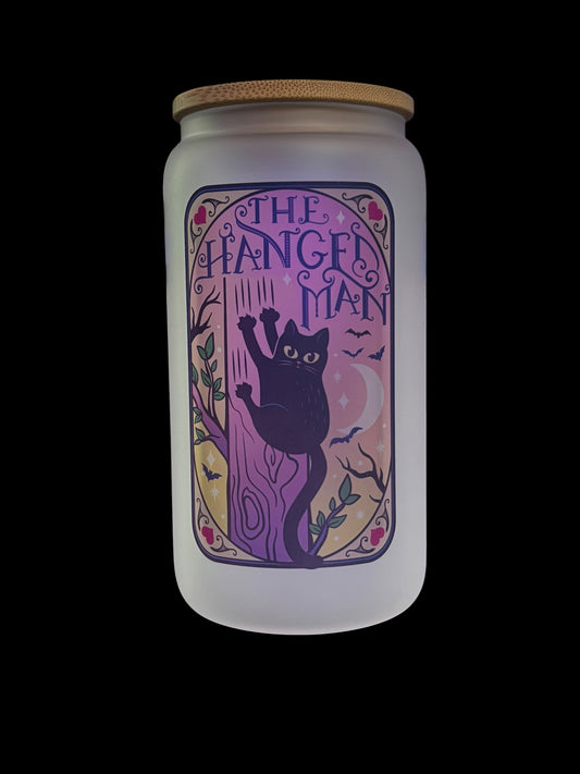 The Hanged Man (cat) Tarot Drinking Glass
