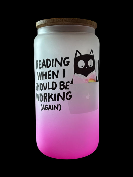 Reading when I should be working cat Drinking Glass